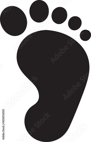 Silhouette Style Vector Foot Logo Design Icon – Minimal Human Footprint Symbol for Wellness, Healthcare, Reflexology, Pedicure, Eco Friendly Branding, Monochrome Graphic Illustration