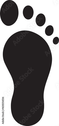 Silhouette Style Vector Foot Logo Design Icon – Minimal Human Footprint Symbol for Wellness, Healthcare, Reflexology, Pedicure, Eco Friendly Branding, Monochrome Graphic Illustration