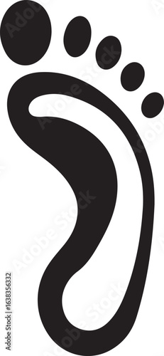 Silhouette Style Vector Foot Logo Design Icon – Minimal Human Footprint Symbol for Wellness, Healthcare, Reflexology, Pedicure, Eco Friendly Branding, Monochrome Graphic Illustration