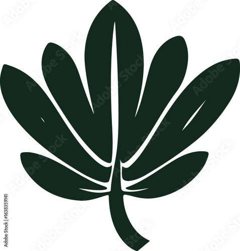 Silhouette Style Vector Ginkgo Herb Leaf Logo Design Icon – Minimal Botanical Symbol for Wellness, Herbal Medicine, Organic Branding, Monochrome Natural Plant Graphic Illustration for Print, Web