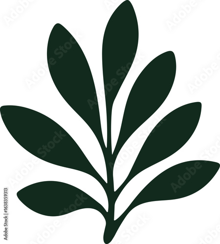 Silhouette Style Vector Ginkgo Herb Leaf Logo Design Icon – Minimal Botanical Symbol for Wellness, Herbal Medicine, Organic Branding, Monochrome Natural Plant Graphic Illustration for Print, Web