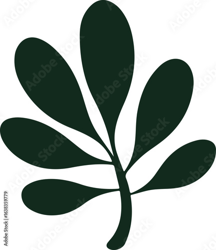 Silhouette Style Vector Ginkgo Herb Leaf Logo Design Icon – Minimal Botanical Symbol for Wellness, Herbal Medicine, Organic Branding, Monochrome Natural Plant Graphic Illustration for Print, Web