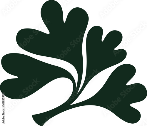 Silhouette Style Vector Ginkgo Herb Leaf Logo Design Icon – Minimal Botanical Symbol for Wellness, Herbal Medicine, Organic Branding, Monochrome Natural Plant Graphic Illustration for Print, Web