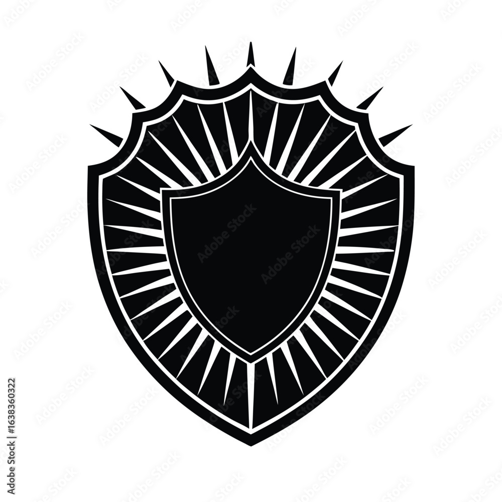 Obraz premium Emblematic Maratha Shield with Sunburst Background