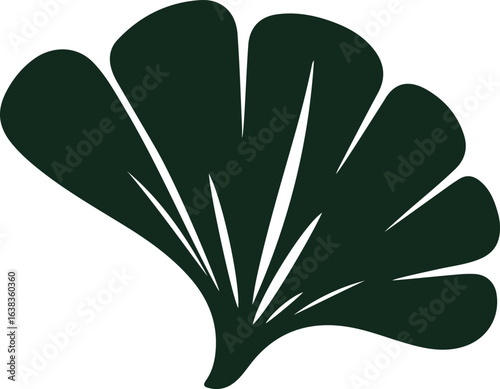 Silhouette Style Vector Ginkgo Herb Leaf Logo Design Icon – Minimal Botanical Symbol for Wellness, Herbal Medicine, Organic Branding, Monochrome Natural Plant Graphic Illustration for Print, Web