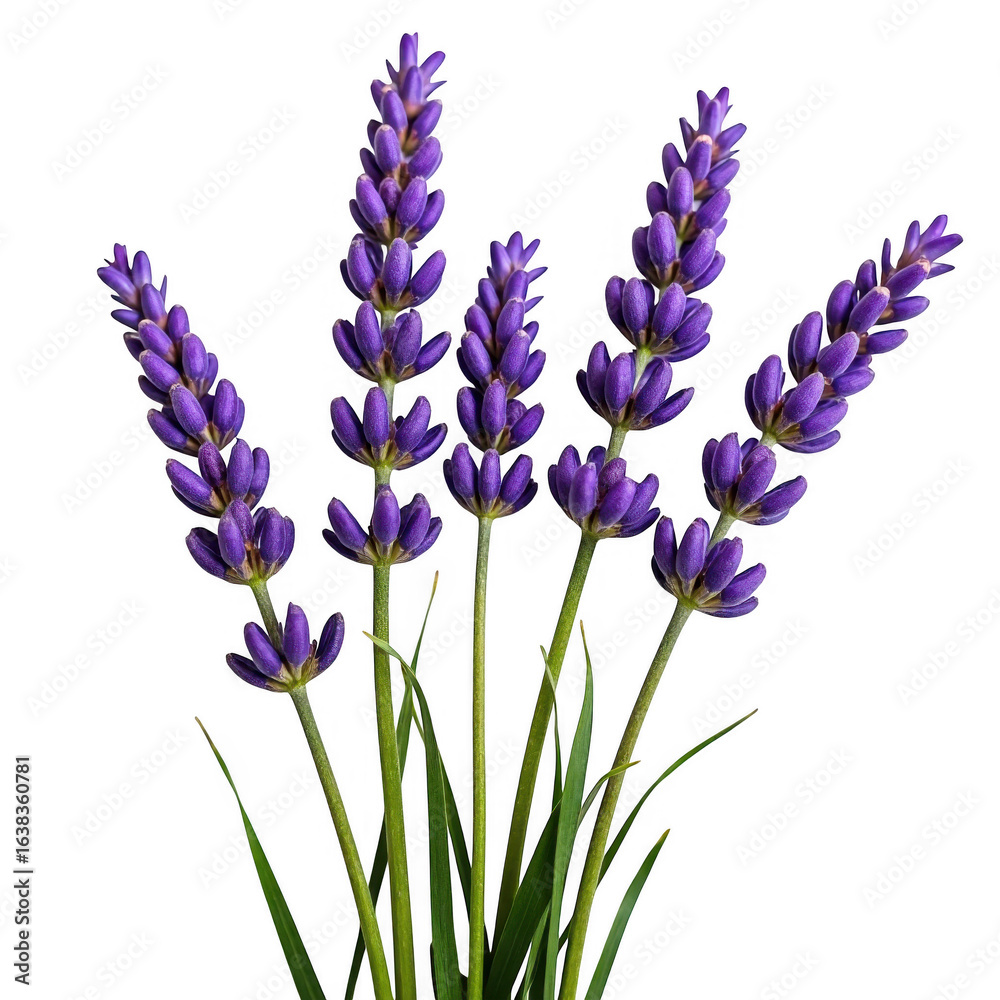 Fototapeta premium Stunning purple lavender blooms against a dark transparent background ideal for elegant designs