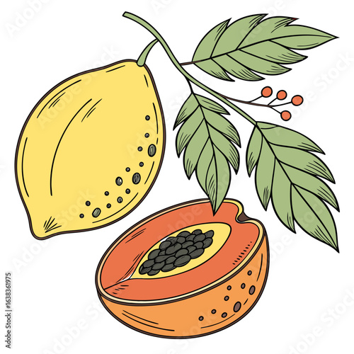 lemon aspen fruit vector illustration 