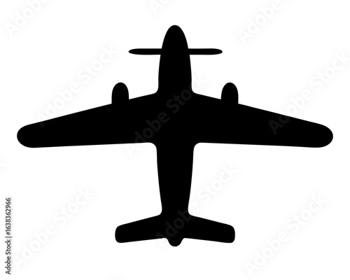 Silhouette of a World War II era twin engine bomber airplane