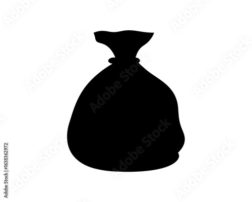 Monochrome illustration of a sack or bag filled and tied shut at the top