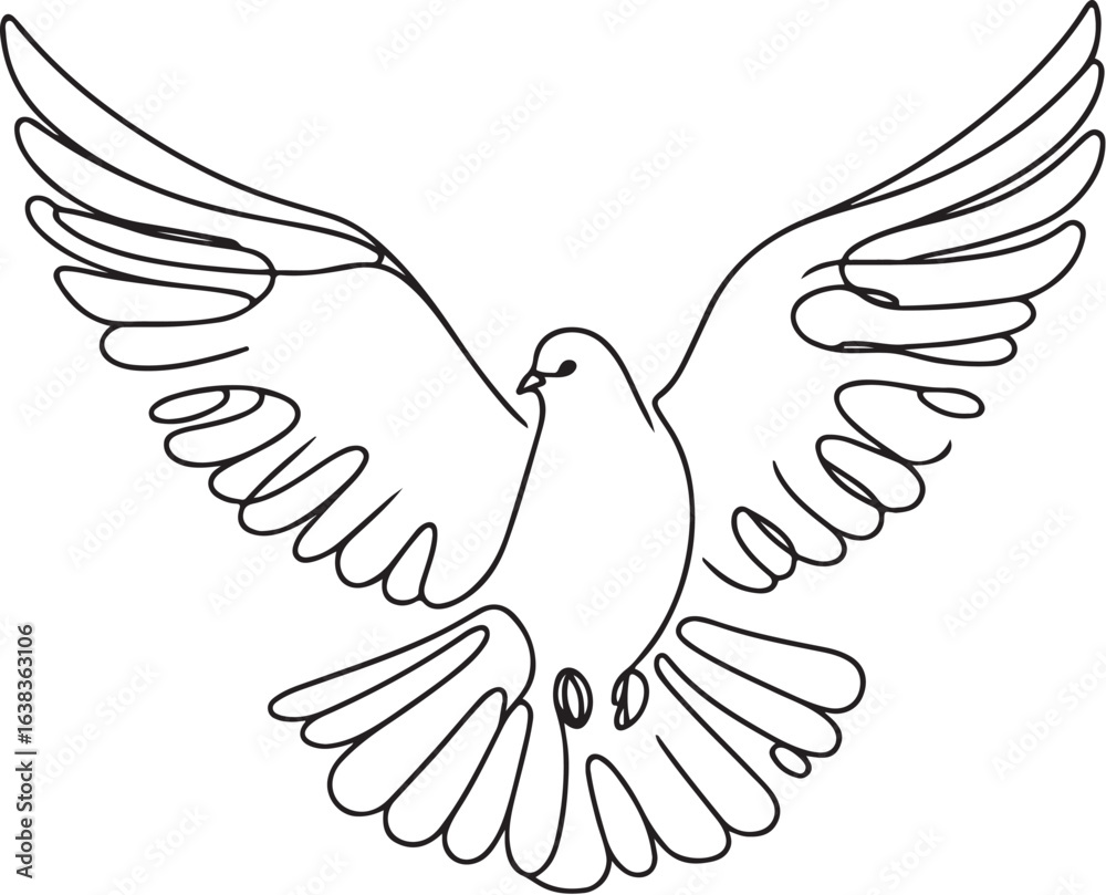 Obraz premium One continuous line drawing of dove