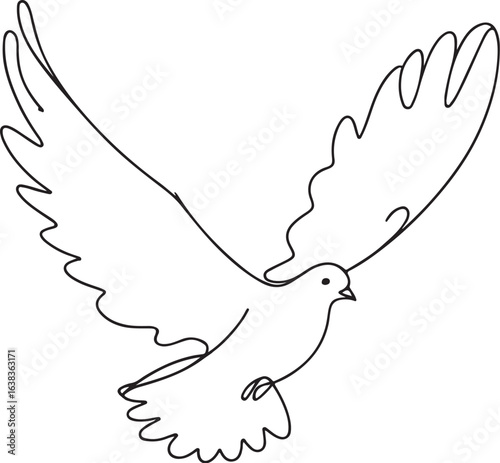 One continuous line drawing of dove