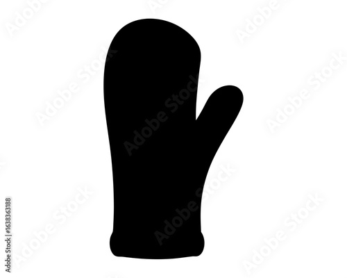 Black Oven Mitt Silhouette on White Background for Kitchen Safety