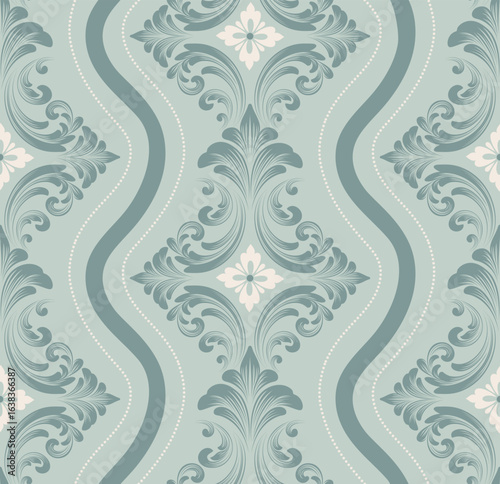 Damask modern seamless pattern element. Vintage classical old fashioned damask ornament, seamless texture for wallpapers, textile.