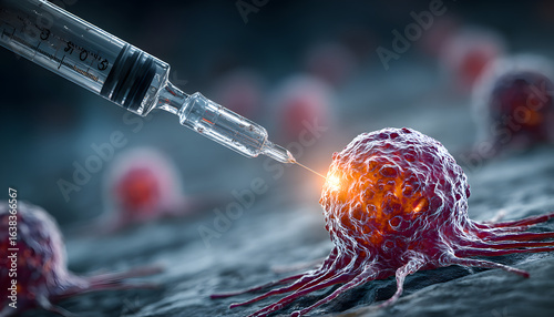 Targeted Personalized Medicine Injection on Cancer Cell Model in Lab for Immunotherapy and CAR T-Cell Treatment Innovation
