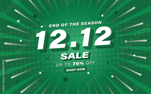 12.12 end of the season sale banner promotion, discount, advertising and marketing banner design.