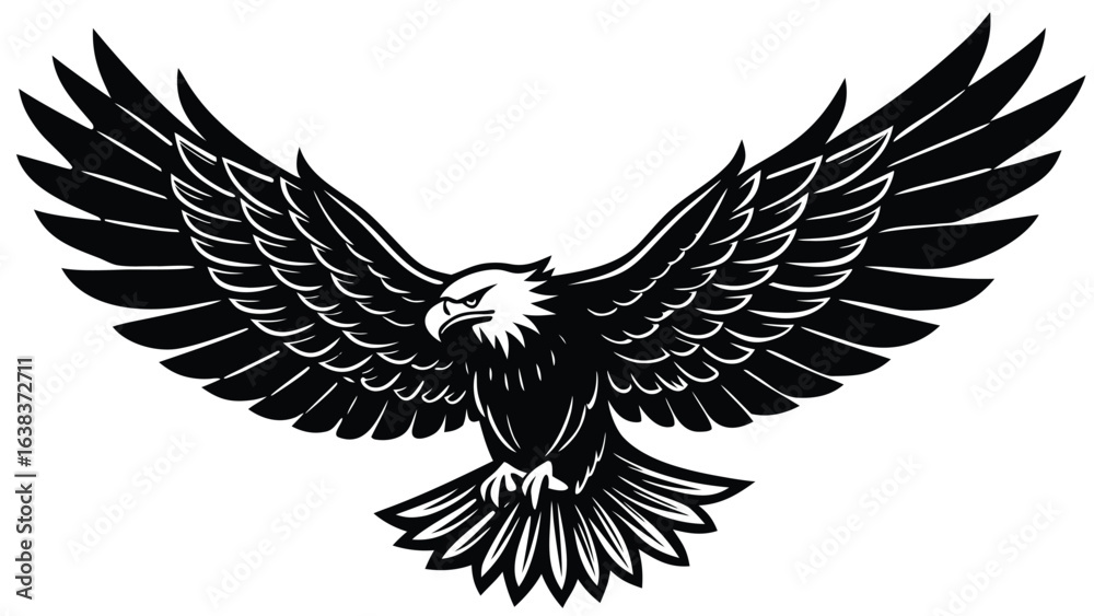Fototapeta premium Majestic Bald Eagle in Flight Vector Graphic Design