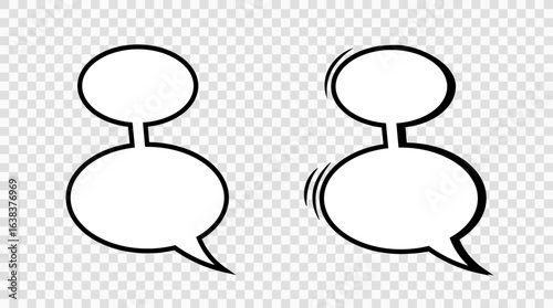 Retro comic book style speech bubbles on a transparent background. Oval-shaped double speech bubbles or elements of cartoon design, comics. Vector illustration.