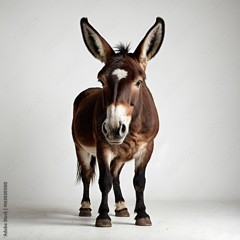 Obraz premium A brown mule stands tall isolated on white background in a studio shot