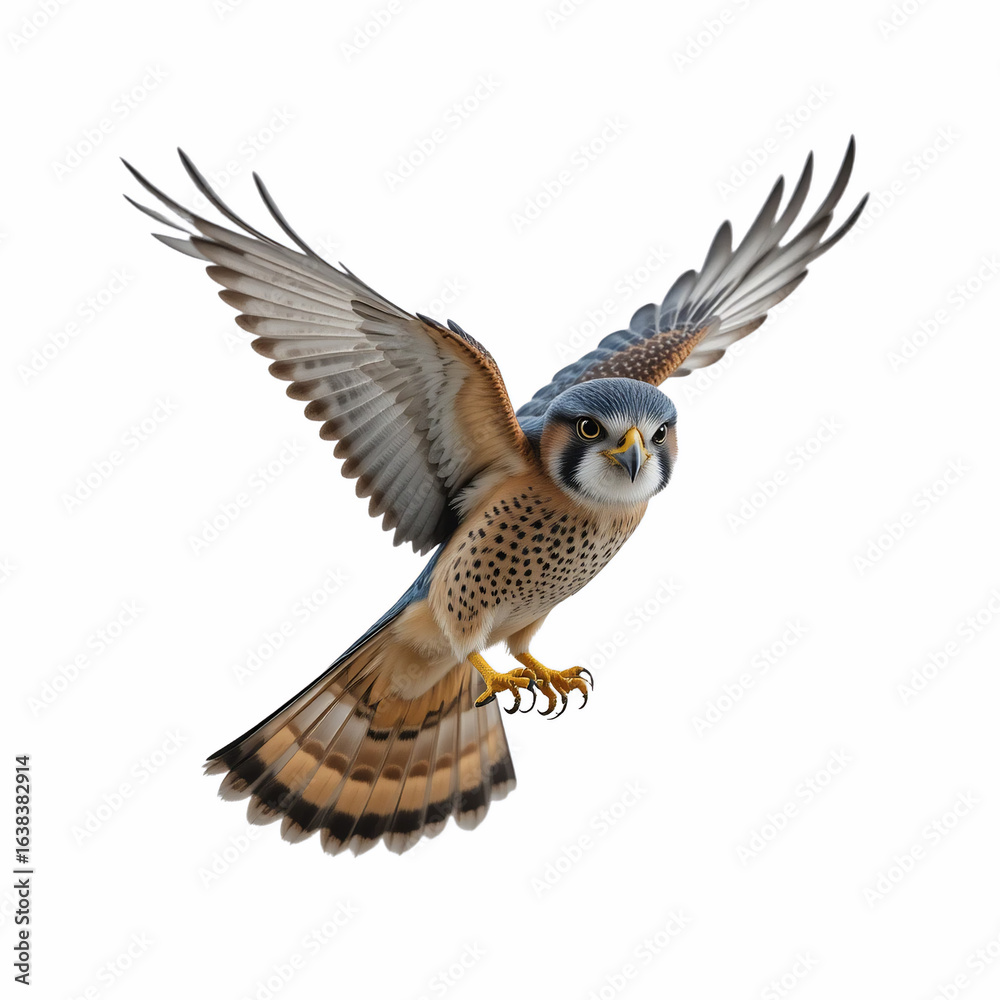 Obraz premium American Kestrel In Flight Wings Spread Isolated Transparent Background Bird