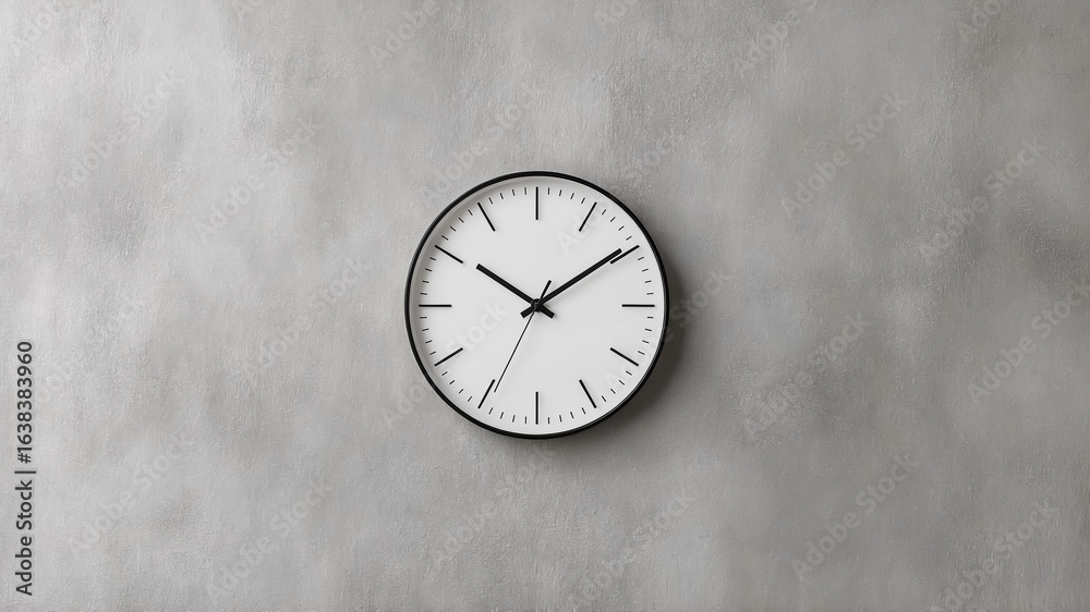custom made wallpaper toronto digitalMinimalist white analog wall clock with black hands on a textured gray background time timepiece