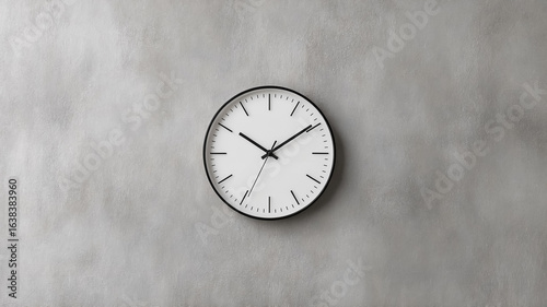 Wallpaper Mural Minimalist white analog wall clock with black hands on a textured gray background time timepiece Torontodigital.ca