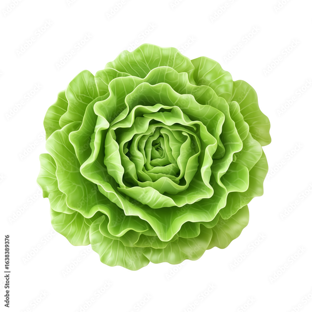 Obraz premium Whole butterhead lettuce isolated on white background, high resolution, bright and clear, healthy vegetable on transparent png background. Ai generated