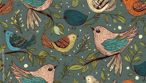 seamless pattern with birds