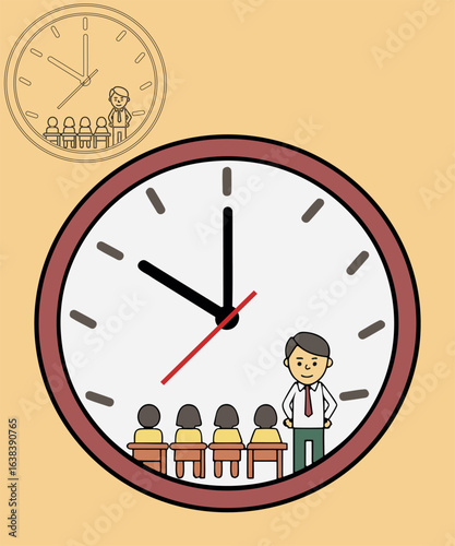 Classroom Clock Running Backwards Back to school Illustration