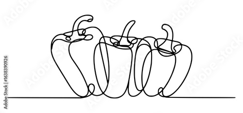 Minimalist line art of bell peppers food vegetables