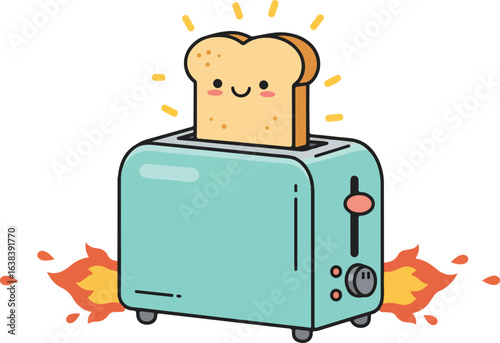 Bread Slice in Toast – Cute Breakfast Clipart