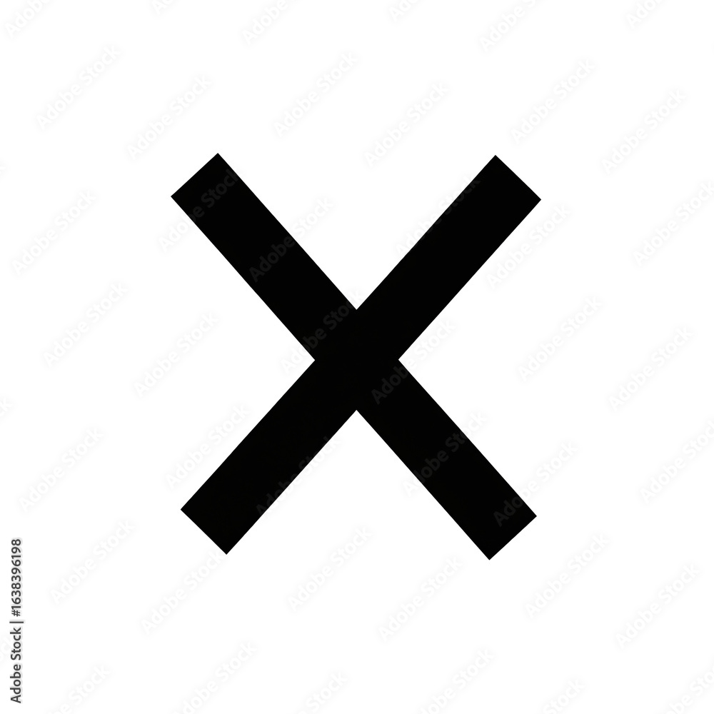 Black X Mark on Transparent Background Black X Mark on Transparent Background
