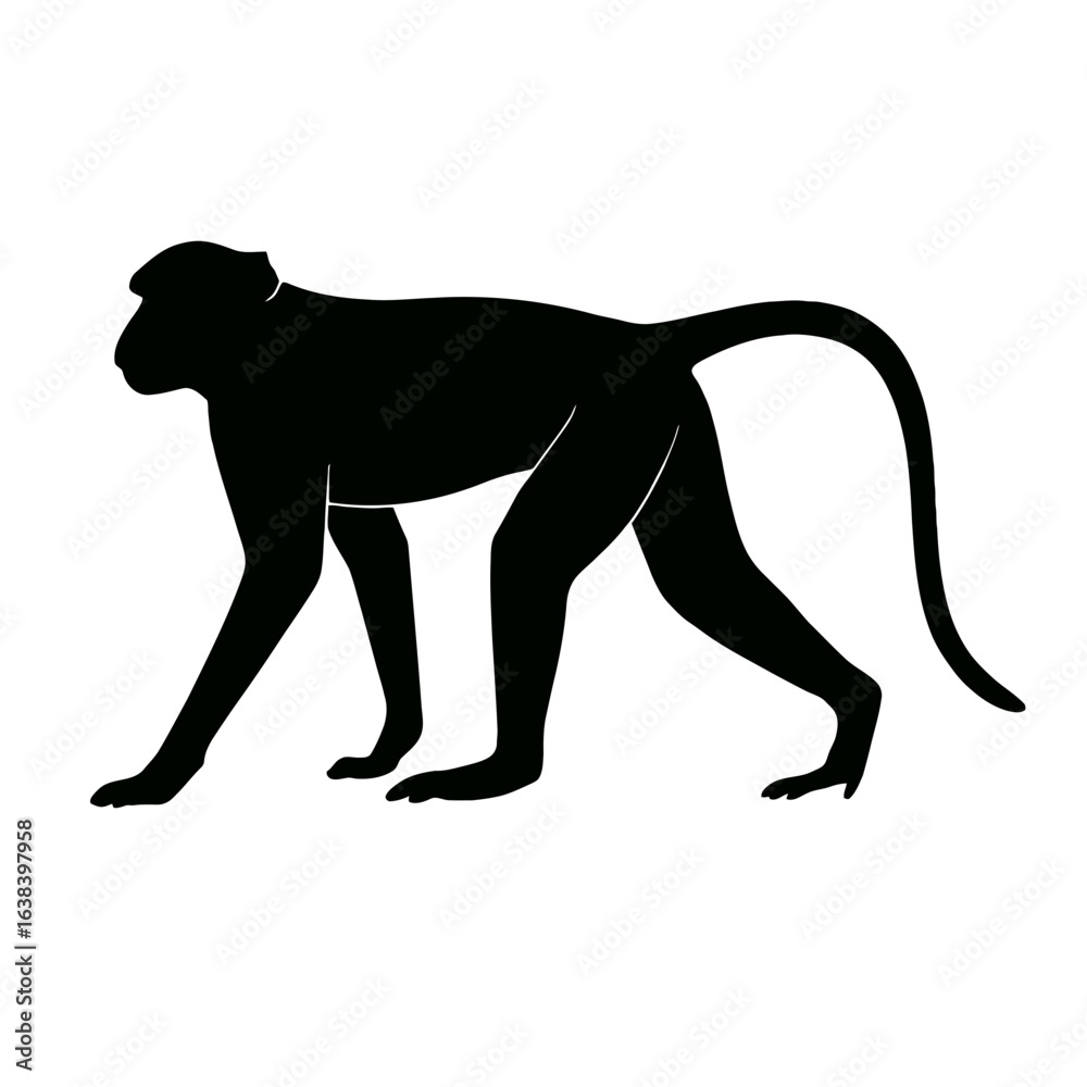 Naklejka premium Design a black silhouette of a Patas Monkey white background clean vector shape