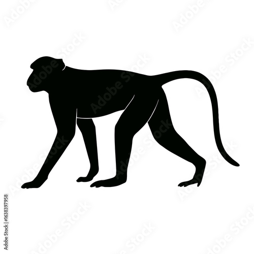 Design a black silhouette of a Patas Monkey white background clean vector shape