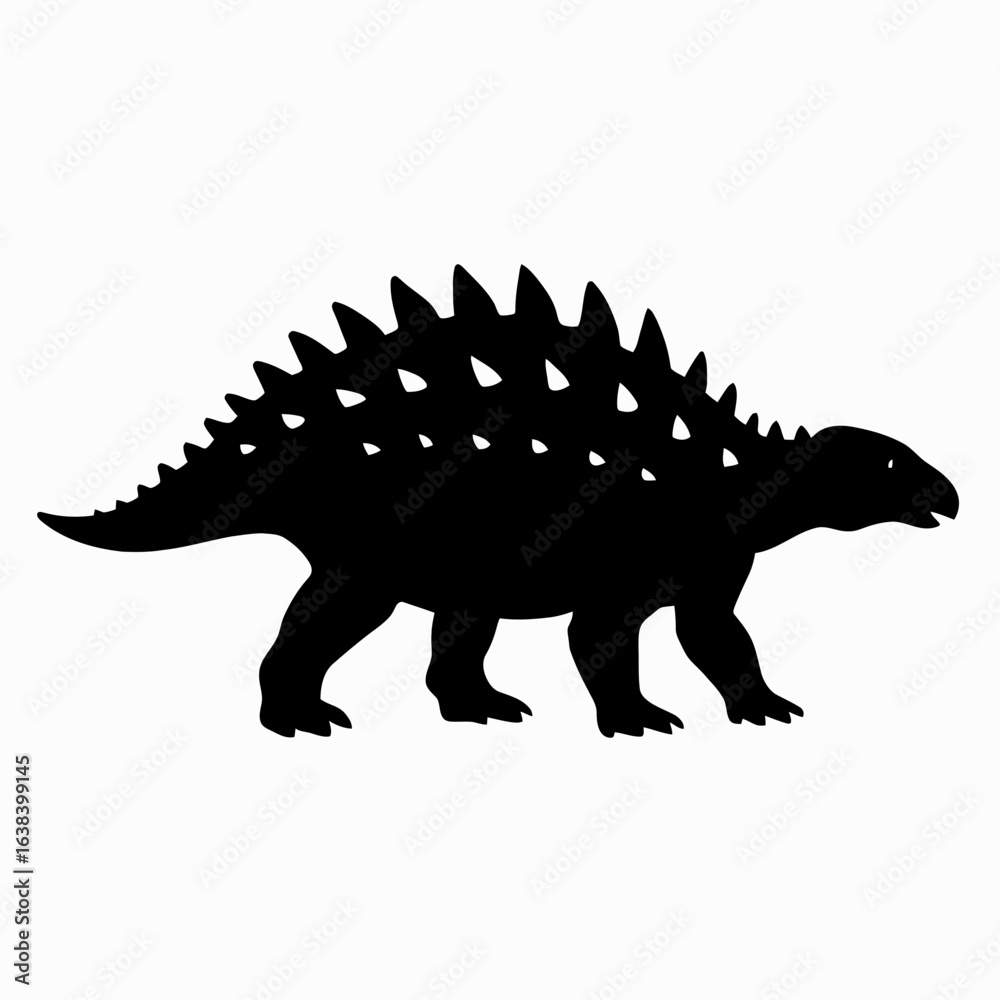 Fototapeta premium Design a black silhouette of a Polacanthus white background clean vector shape