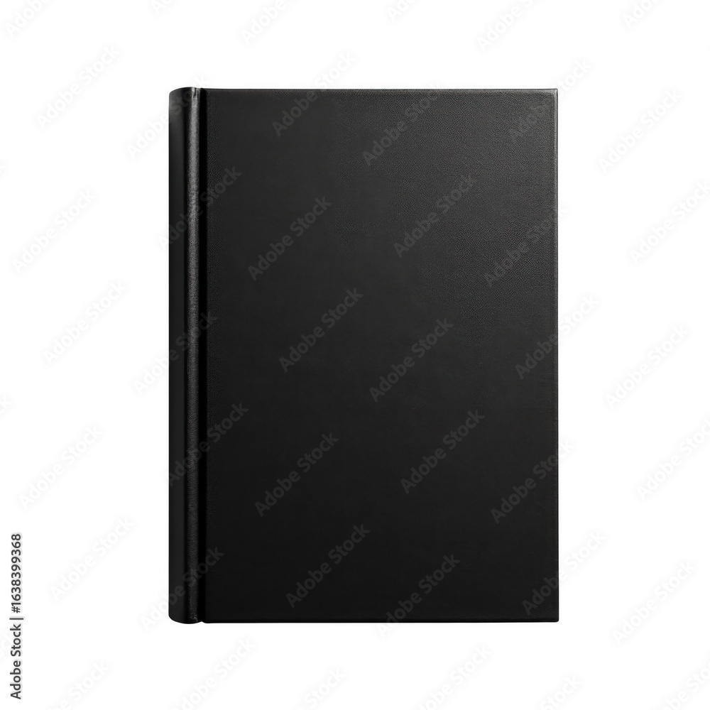 Elegant black leather bound book against a transparent background with refined texture Elegant black leather bound book against a transparent background with refined texture