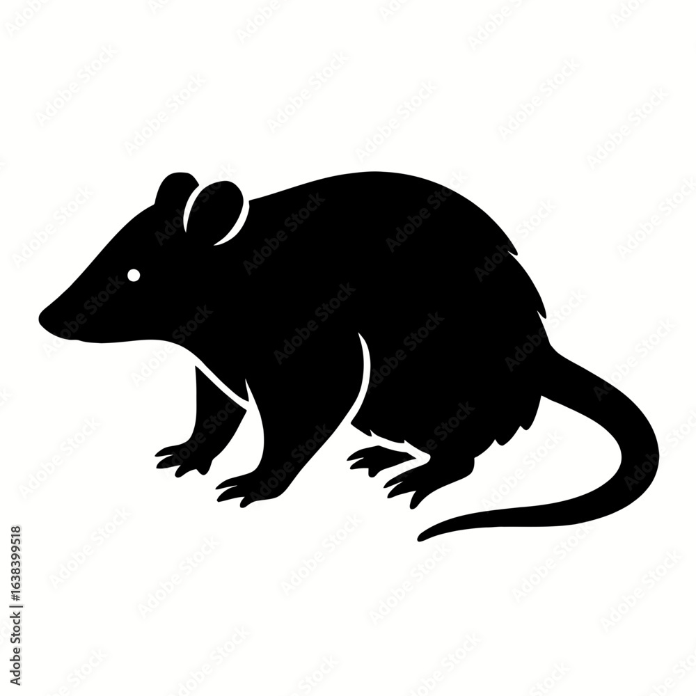 Fototapeta premium Design a black silhouette of a Possum white background clean vector shape