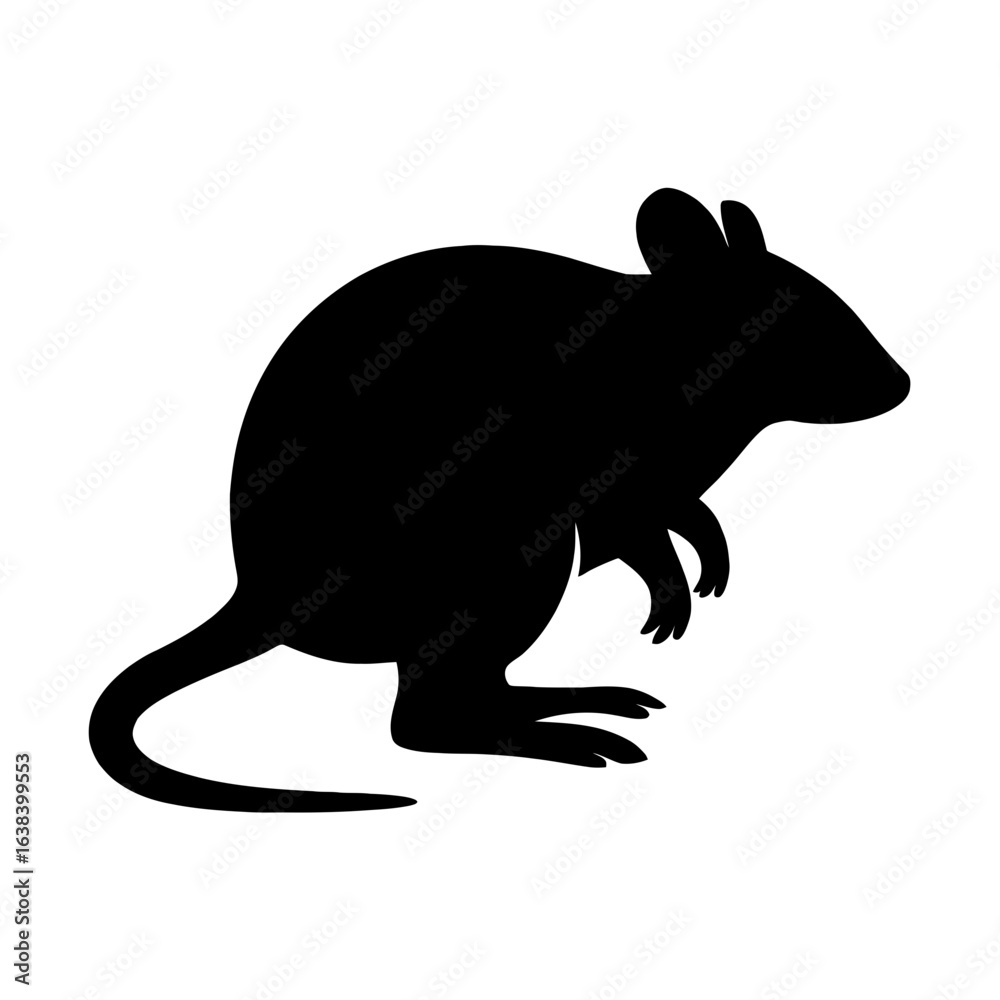 Obraz premium Design a black silhouette of a Potoroo white background clean vector shape
