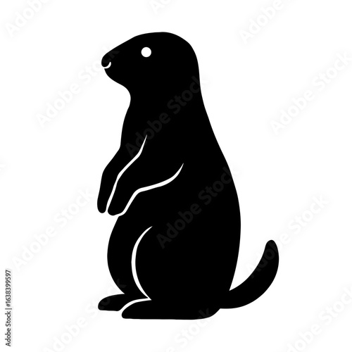 Design a black silhouette of a Prairie Dog white background clean vector shape