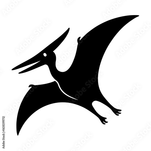 Design a black silhouette of a Pteranodon white background clean vector shape