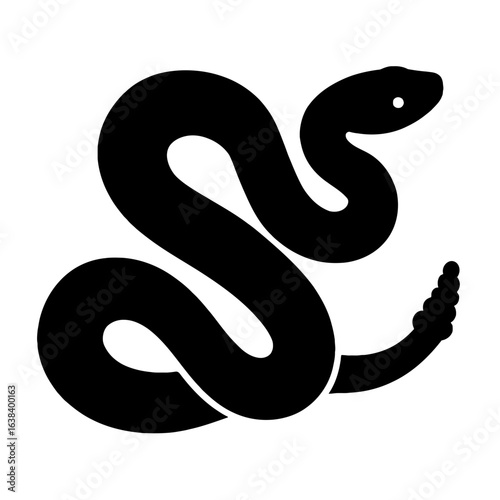 Design a black silhouette of a Pygmy Rattlesnake white background clean vector shape