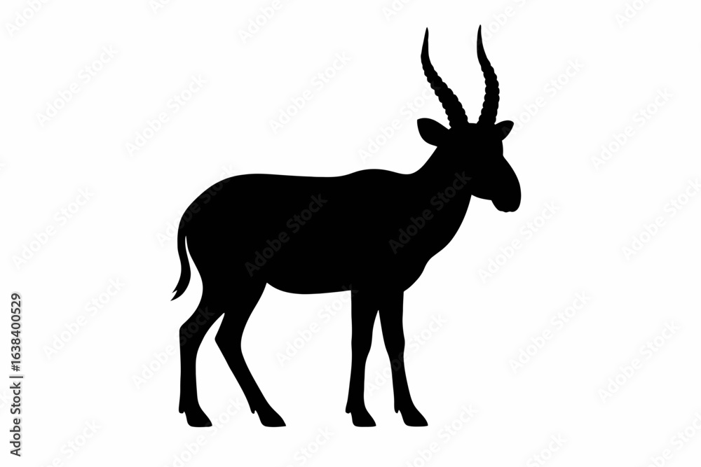 Fototapeta premium Design a black silhouette of a Saiga white background clean vector shape