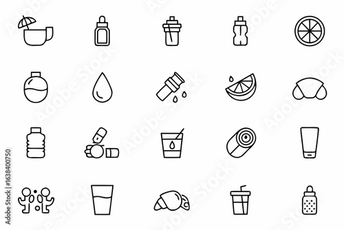 A minimal, health-focused set encouraging daily hydration — perfect for wellness apps, fitness branding, and lifestyle products