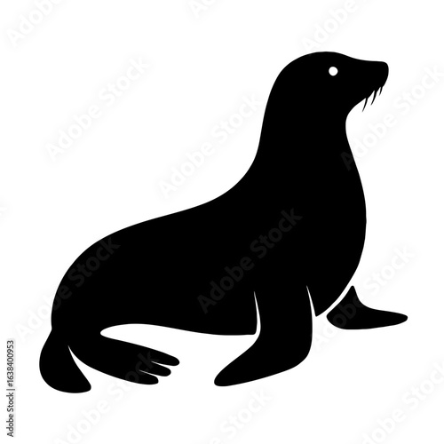 Design a black silhouette of a Sea Lion white background clean vector shape