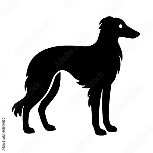 Design a black silhouette of a Silken Windhound white background clean vector shape