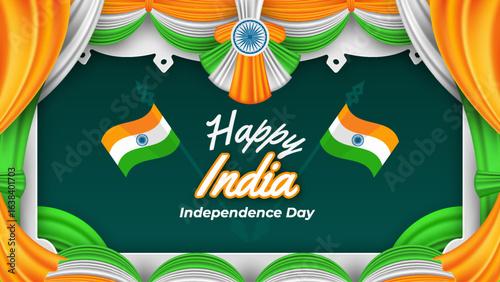 Картината върху платно Happy India Independence Day Background illustration Celebration Vector images