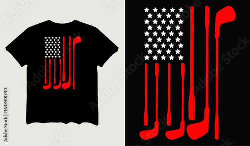 American flag golf t-shirt design for t-shirt quotes or poster svg printable cut file