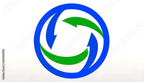 Circular arrows in green and blue