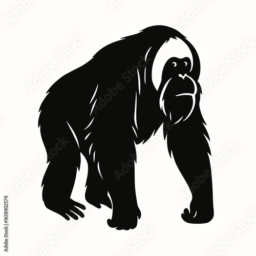 Design a black silhouette of a Tapanuli Orangutan white background clean vector shape