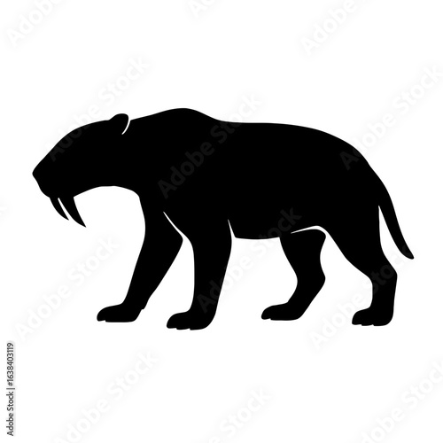 Design a black silhouette of a Thylacosmilus white background clean vector shape