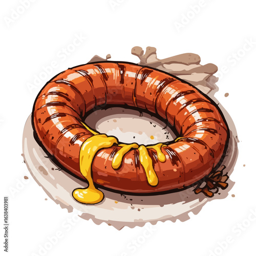 Vector illustration sausages with vegetables